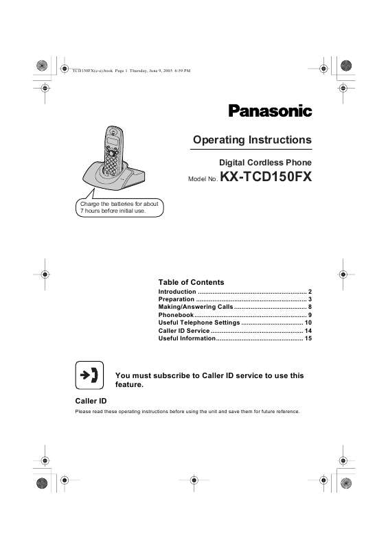 Guide utilisation PANASONIC KXTCD150FX  de la marque PANASONIC
