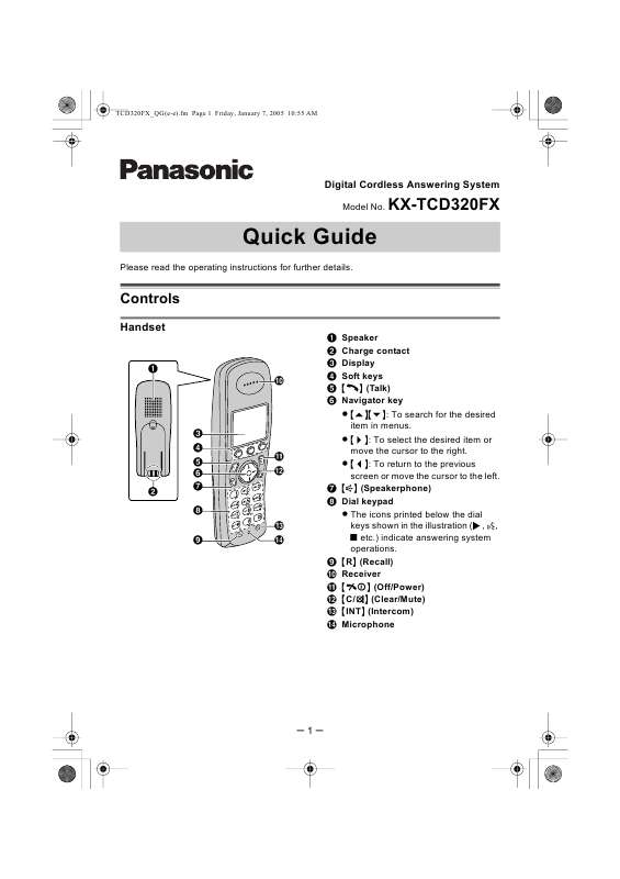 Guide utilisation PANASONIC KXTCD320FX  de la marque PANASONIC