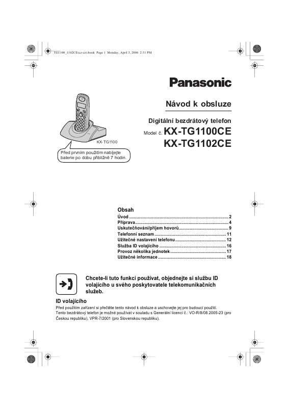 Guide utilisation PANASONIC KXTG1100CE  de la marque PANASONIC