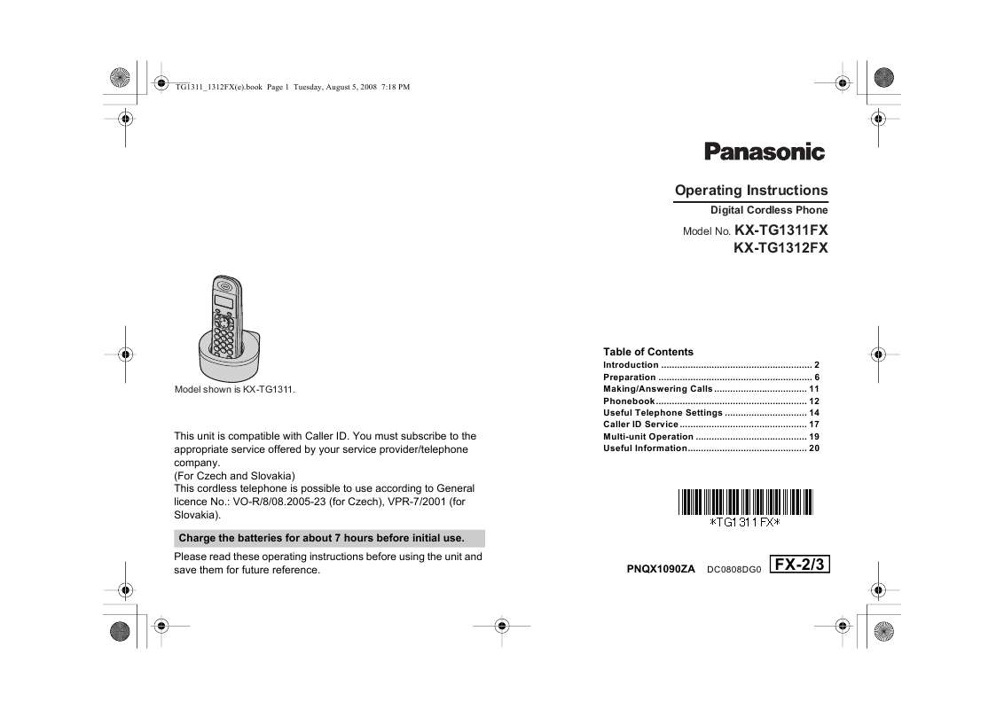 Guide utilisation PANASONIC KXTG1311FX  de la marque PANASONIC