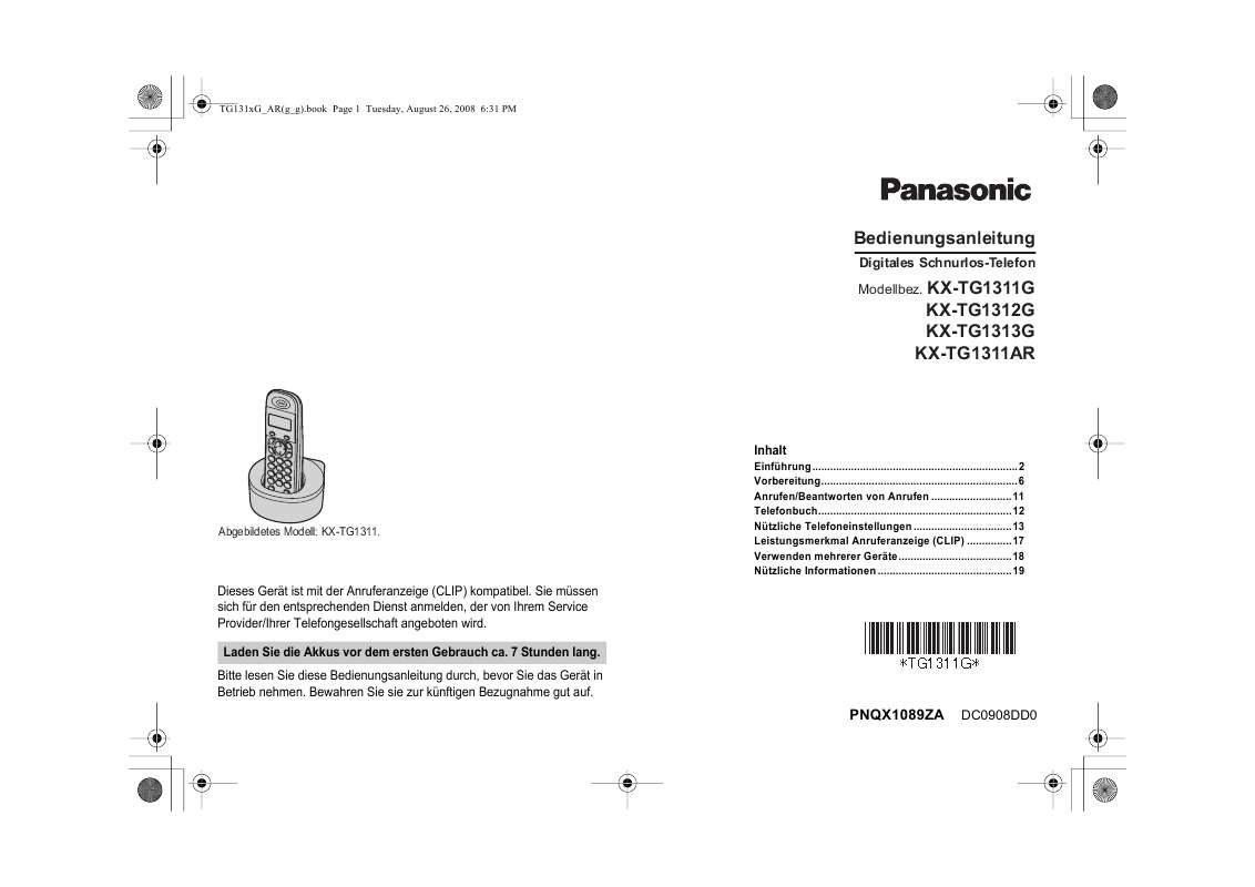Guide utilisation PANASONIC KXTG1313G  de la marque PANASONIC