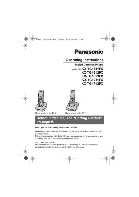 Guide utilisation PANASONIC KXTG1611FX  de la marque PANASONIC