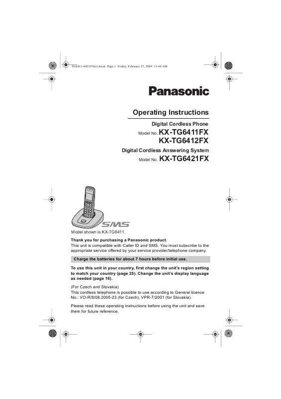 Guide utilisation PANASONIC KXTG6411FX  de la marque PANASONIC