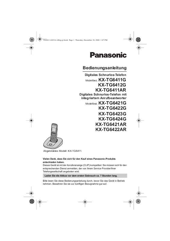 Guide utilisation PANASONIC KXTG6423G  de la marque PANASONIC
