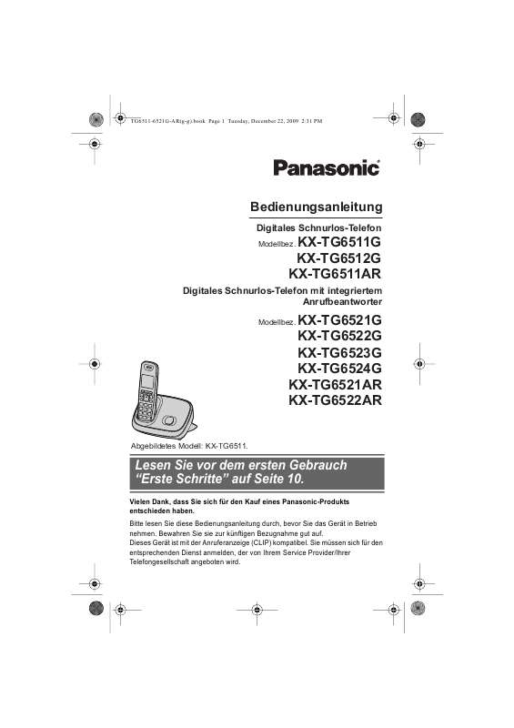 Guide utilisation PANASONIC KXTG6522G  de la marque PANASONIC