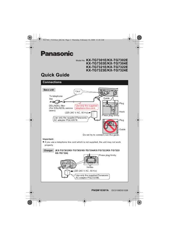 Guide utilisation PANASONIC KXTG7302E  de la marque PANASONIC