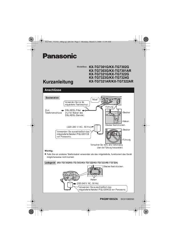 Guide utilisation PANASONIC KXTG7322G  de la marque PANASONIC