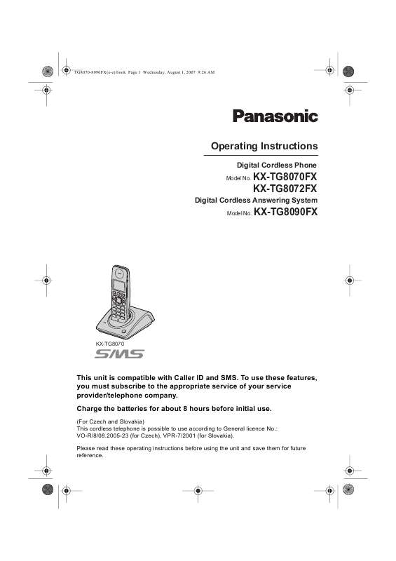Guide utilisation PANASONIC KXTG8070FX  de la marque PANASONIC