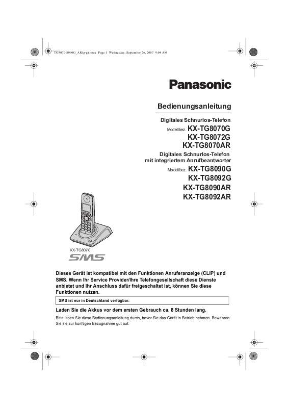 Guide utilisation PANASONIC KXTG8092G  de la marque PANASONIC