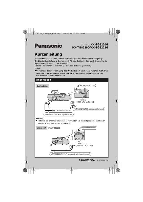 Guide utilisation PANASONIC KXTG8222G  de la marque PANASONIC