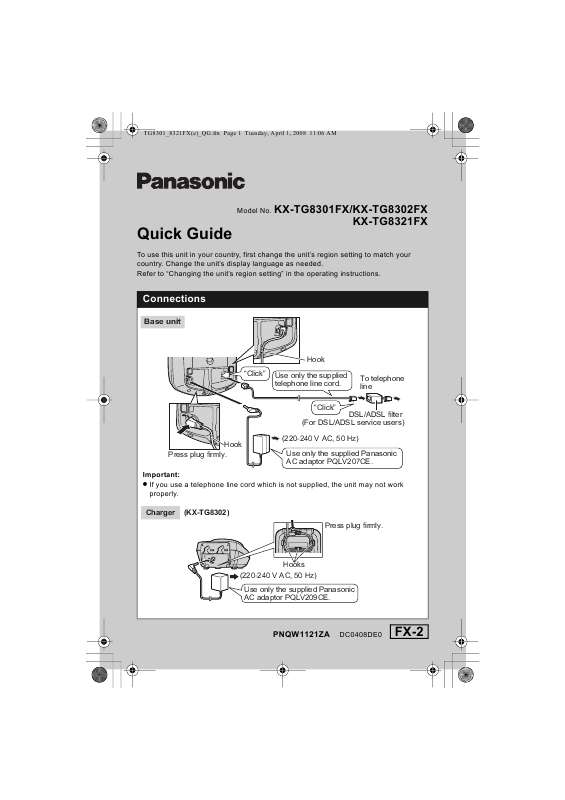 Guide utilisation PANASONIC KXTG8301FX  de la marque PANASONIC