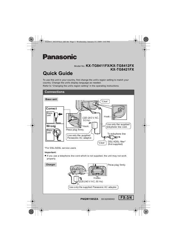 Guide utilisation PANASONIC KXTG8411FX  de la marque PANASONIC