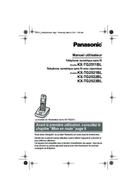 Guide utilisation PANASONIC KX-TG2521BL  de la marque PANASONIC