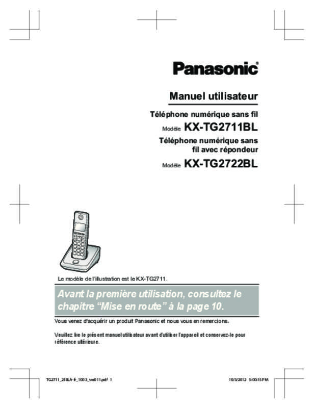 Guide utilisation PANASONIC KX-TG2711BL  de la marque PANASONIC