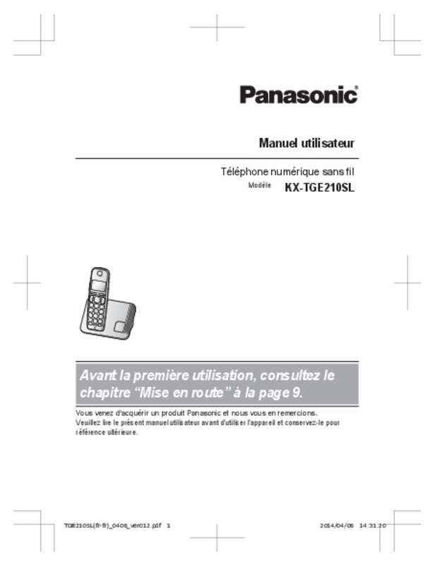 Guide utilisation PANASONIC KX-TGE210SL  de la marque PANASONIC