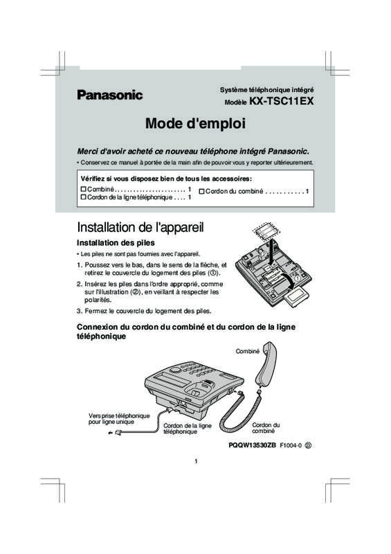 Guide utilisation PANASONIC KX-TSC-11EX  de la marque PANASONIC