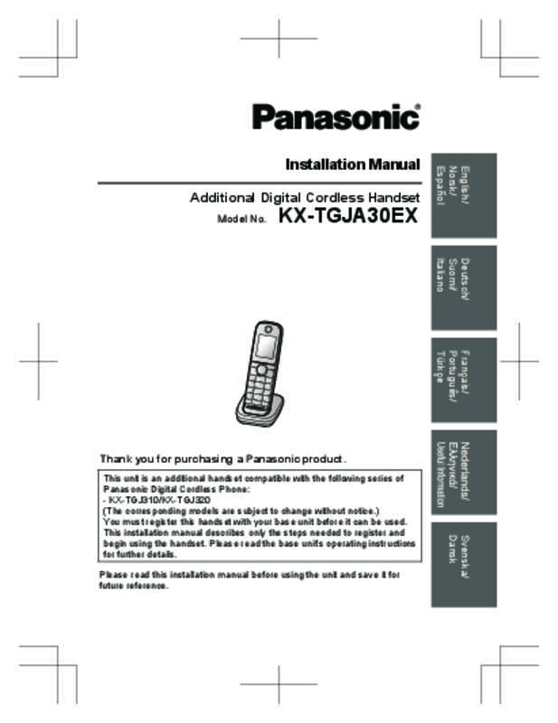 Guide utilisation PANASONIC KXTGJA30EX  de la marque PANASONIC