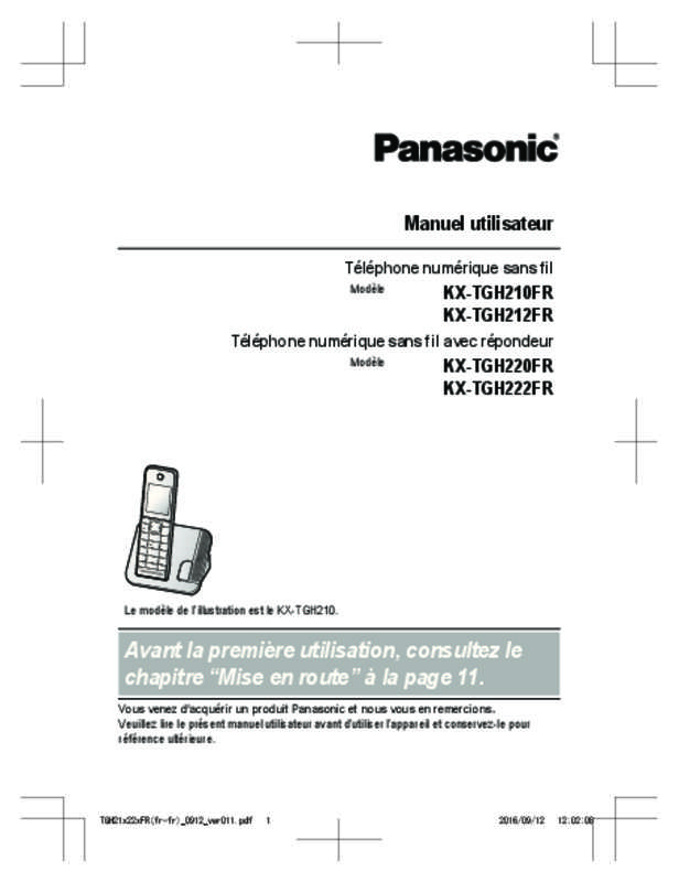 Guide utilisation PANASONIC KX-TGH210FR  de la marque PANASONIC