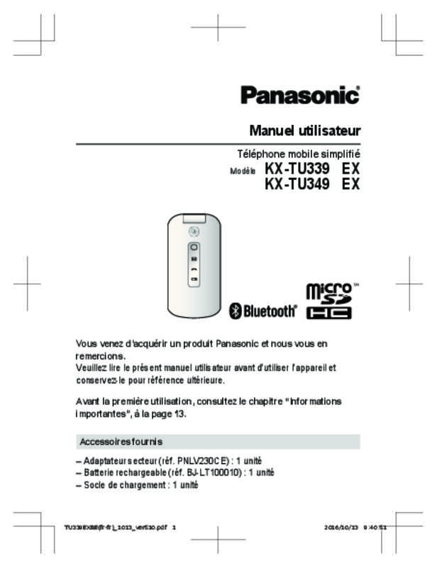 Guide utilisation PANASONIC KX-TU339EXBE  de la marque PANASONIC