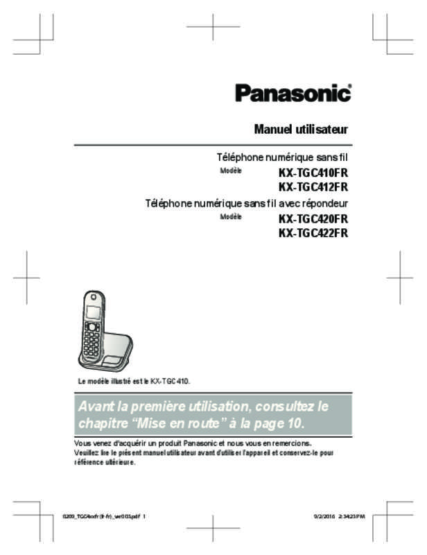 Guide utilisation PANASONIC KXTGC412FR  de la marque PANASONIC