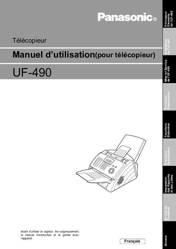 Guide utilisation PANASONIC UF-490  de la marque PANASONIC
