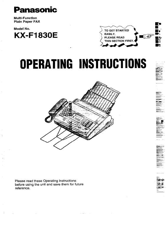 Guide utilisation PANASONIC KXF1830E  de la marque PANASONIC