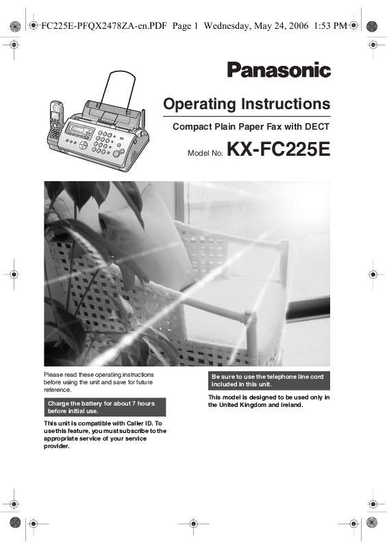 Guide utilisation PANASONIC KXFC225E  de la marque PANASONIC