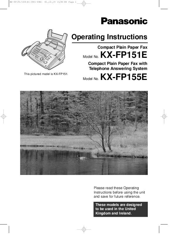 Guide utilisation PANASONIC KXFP151E  de la marque PANASONIC