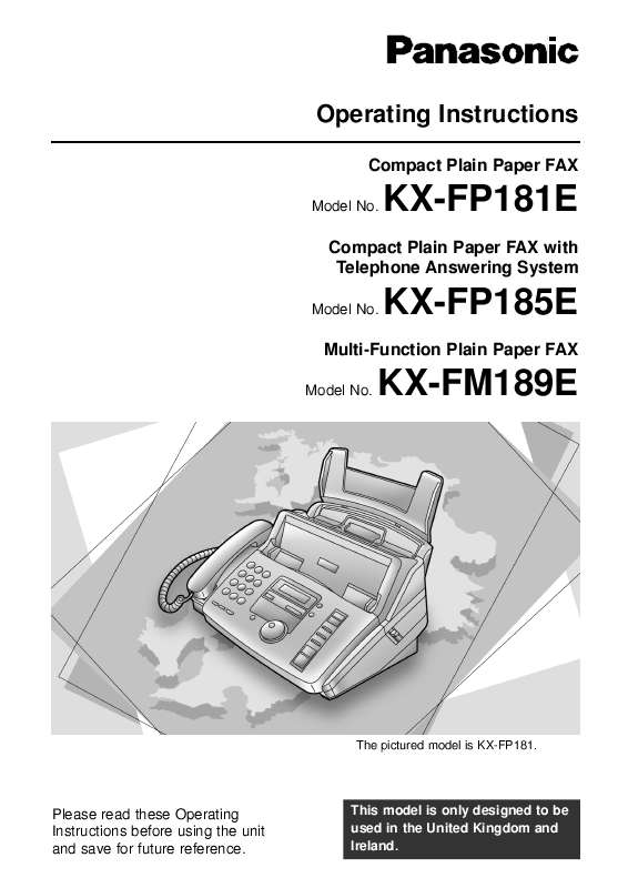 Guide utilisation PANASONIC KXFP181E  de la marque PANASONIC