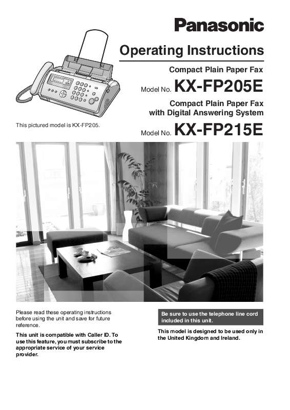 Guide utilisation PANASONIC KXFP205E  de la marque PANASONIC