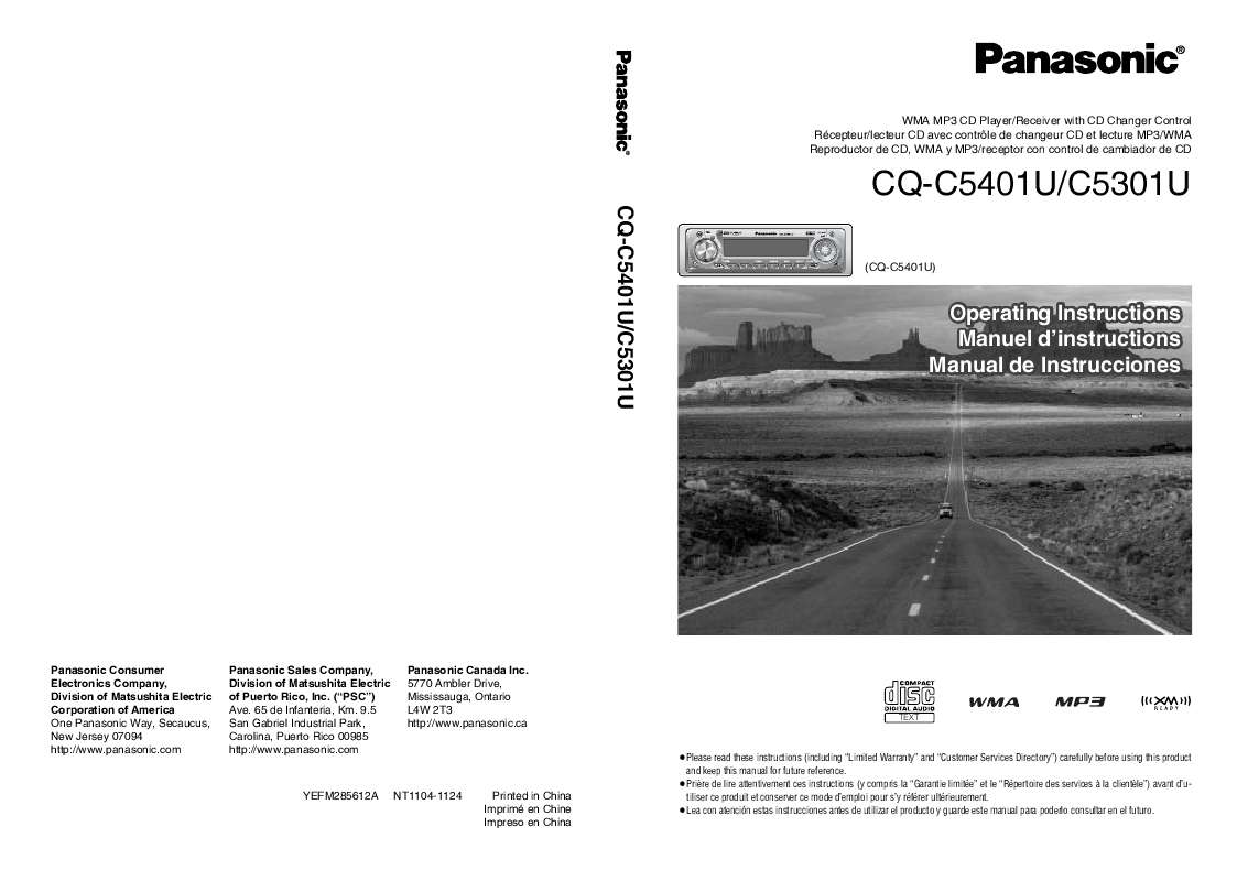 Guide utilisation PANASONIC CQ-C5301U  de la marque PANASONIC