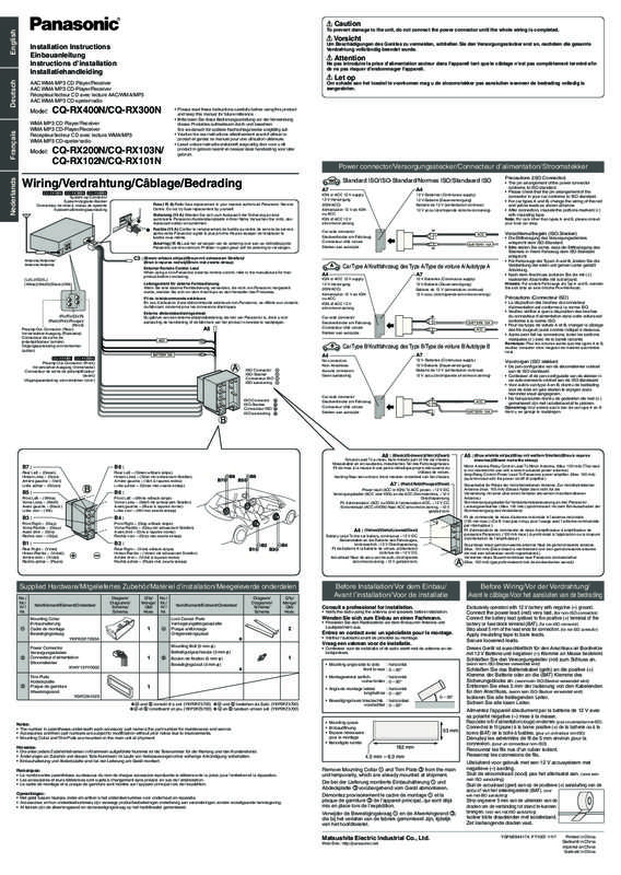 Guide utilisation PANASONIC CQ-RX400N  de la marque PANASONIC