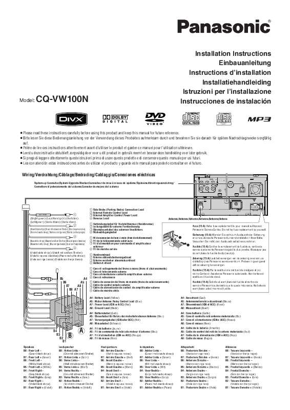 Guide utilisation PANASONIC CQ-VW100N  de la marque PANASONIC