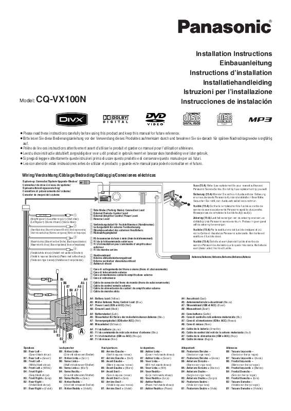 Guide utilisation PANASONIC CQ-VX100N  de la marque PANASONIC