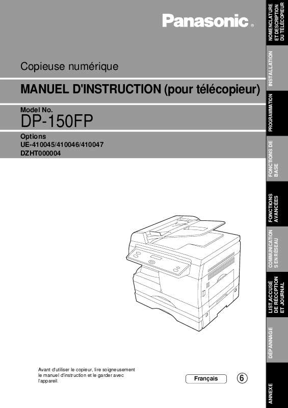 Guide utilisation PANASONIC DP-150FP  de la marque PANASONIC