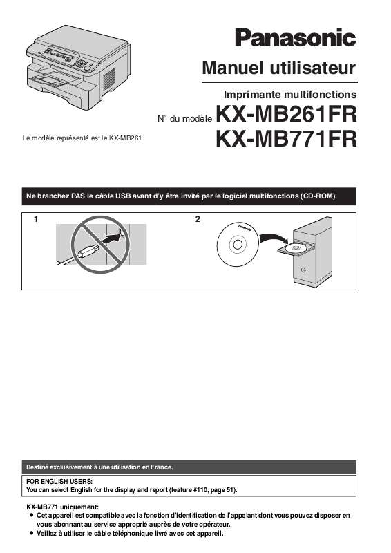 Guide utilisation PANASONIC KX-MB261FR  de la marque PANASONIC