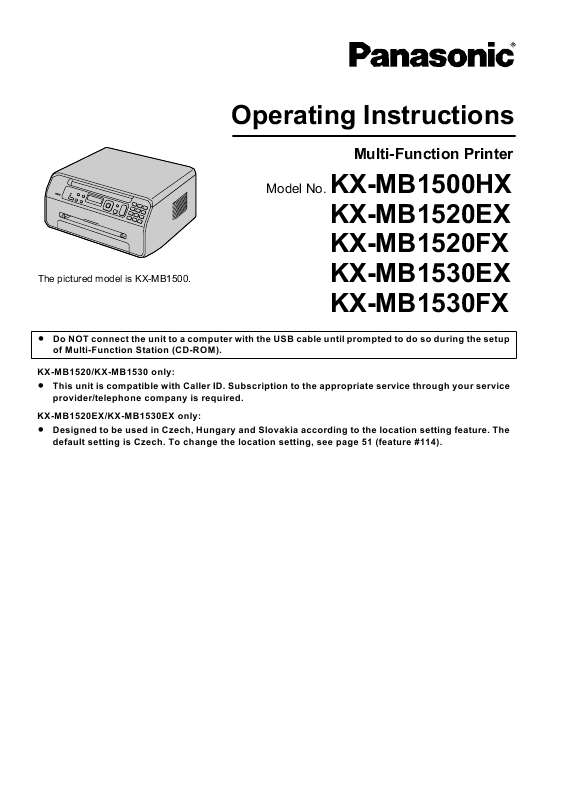 Guide utilisation PANASONIC KXMB1500HX  de la marque PANASONIC