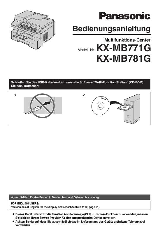 Guide utilisation PANASONIC KXMB771G  de la marque PANASONIC