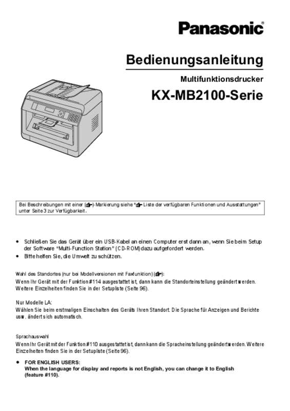 Guide utilisation PANASONIC KXMB2120G  de la marque PANASONIC