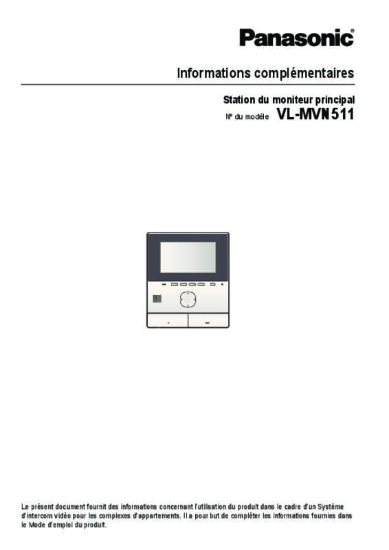 Guide utilisation PANASONIC KX-MVN511EX  de la marque PANASONIC
