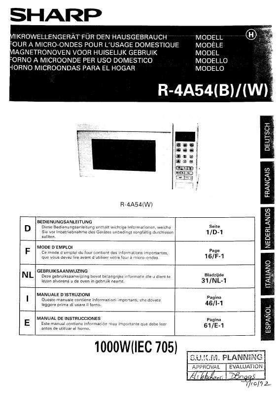 Guide utilisation SHARP R-4A54 de la marque SHARP