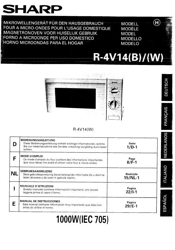 Guide utilisation SHARP R-4V14 de la marque SHARP