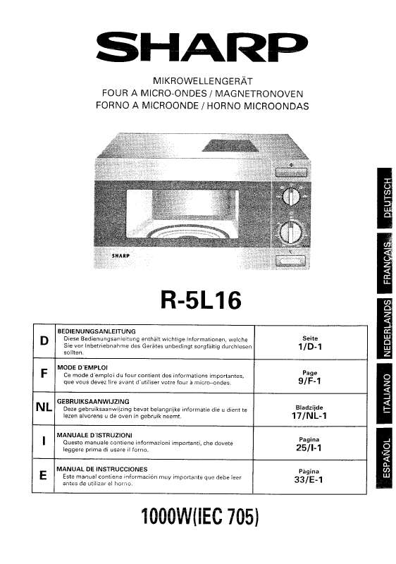 Guide utilisation SHARP R-5L16 de la marque SHARP