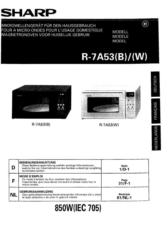 Guide utilisation SHARP R-7A53 de la marque SHARP