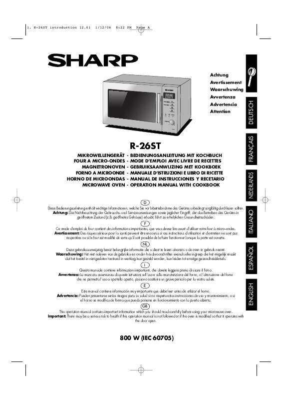 Guide utilisation SHARP R26ST & R-26ST de la marque SHARP