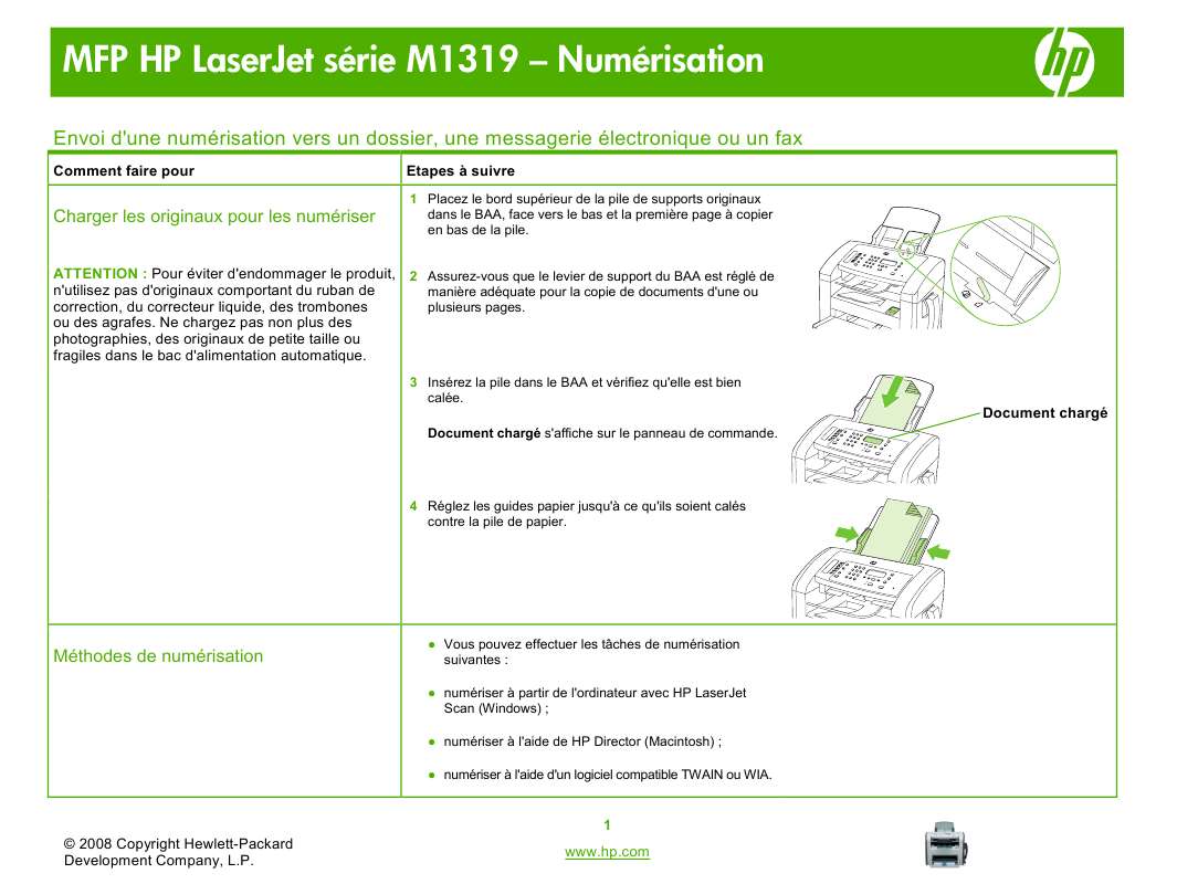 Guide utilisation HP LASERJET M1319F  de la marque HP