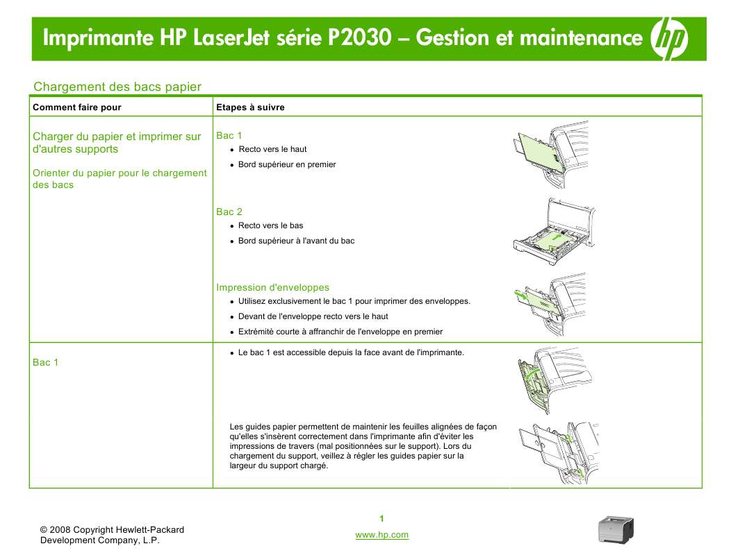 Guide utilisation HP LASERJET P2030  de la marque HP