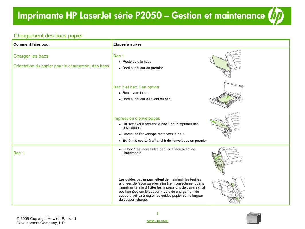 Guide utilisation HP LASERJET P2050  de la marque HP