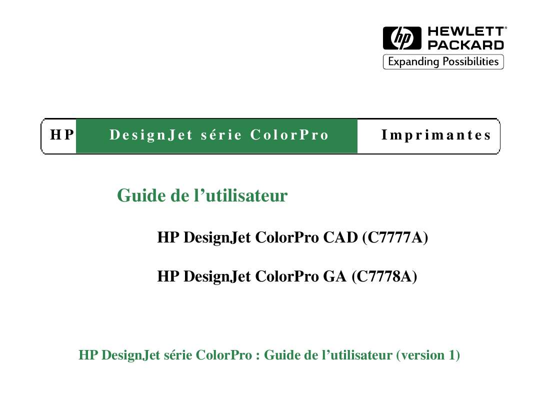 Guide utilisation HP DESIGNJET COLORPRO CAD PRINTER  de la marque HP