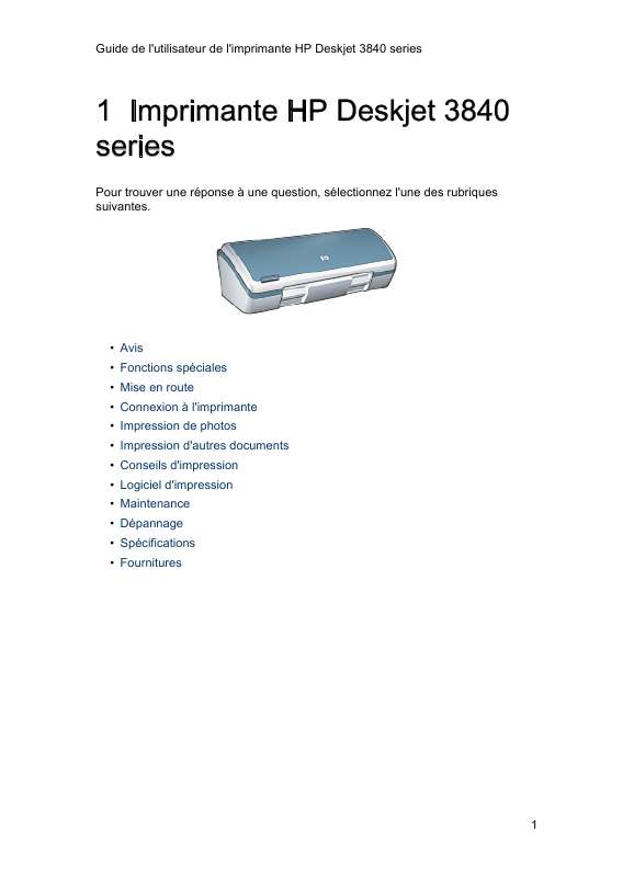 Guide utilisation HP DESKJET 3840  de la marque HP